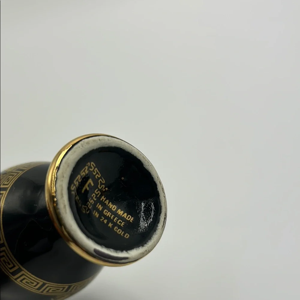 Handmade Greek Elegant‎ Black & Gold Vase 14K Gold
